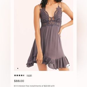 Free People One Adela Slip Dress. Size Medium. Color Charcoal